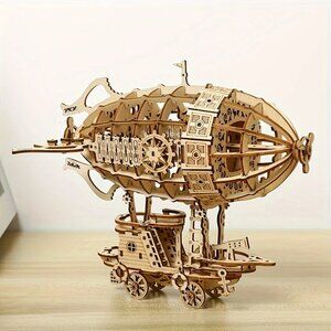 3D Wooden Airship Model Kits for Adults, Brain Teaser Hand Craft Mechanical Buil